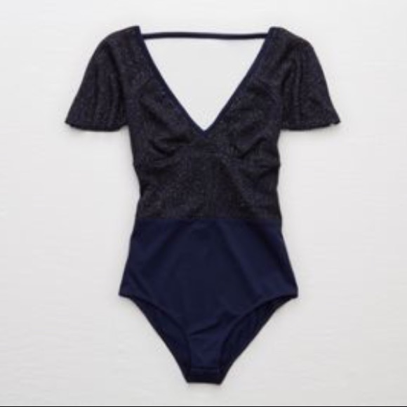 aerie Other - Aerie medium blue flapper sparkle bodysuit